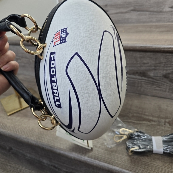 Football Design Women's Handbag - Black and White - Picture 2 of 12